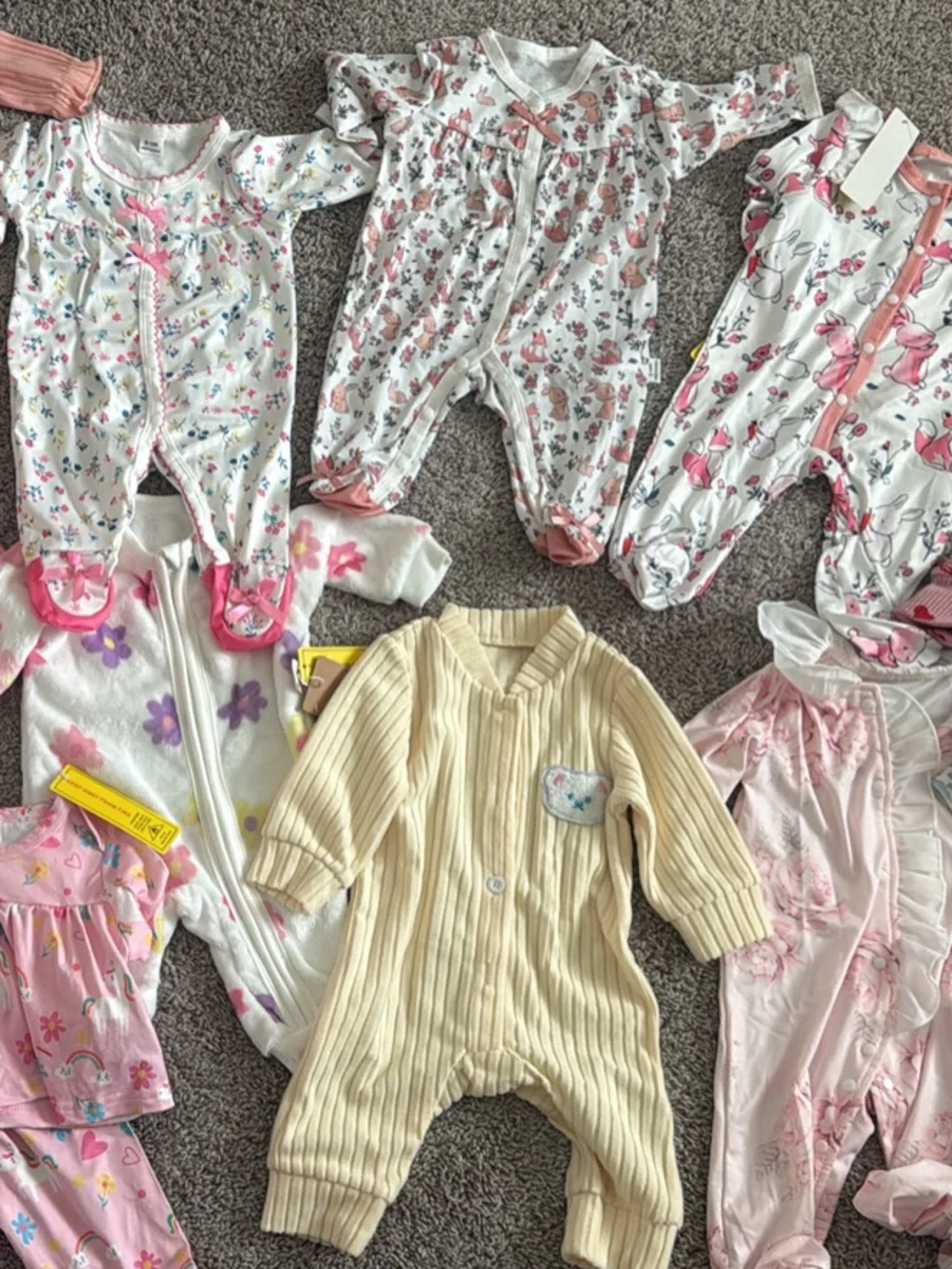Bundle of 13 NWT and NWOT 0-3m girl sleepers